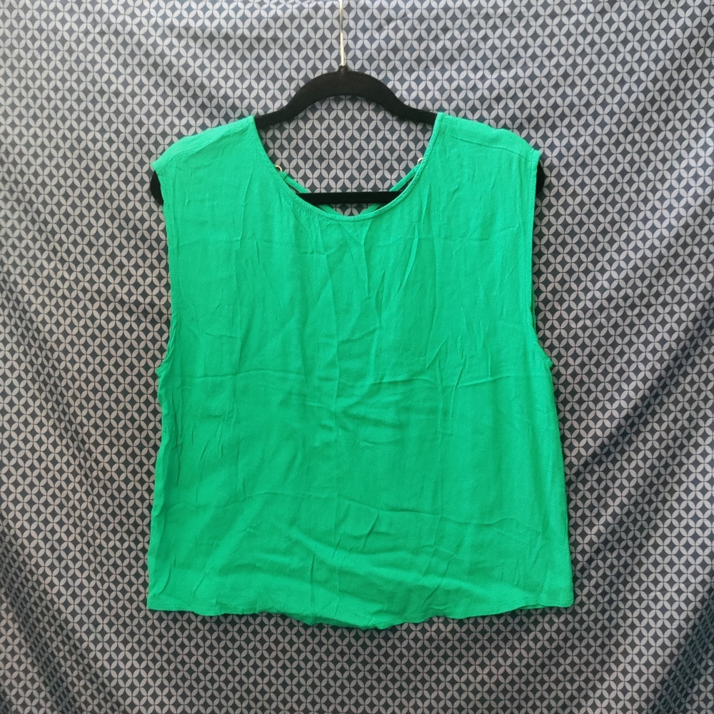 Fury - women's bright teal short sleeve blouse with cute back cutout. Size - 0X